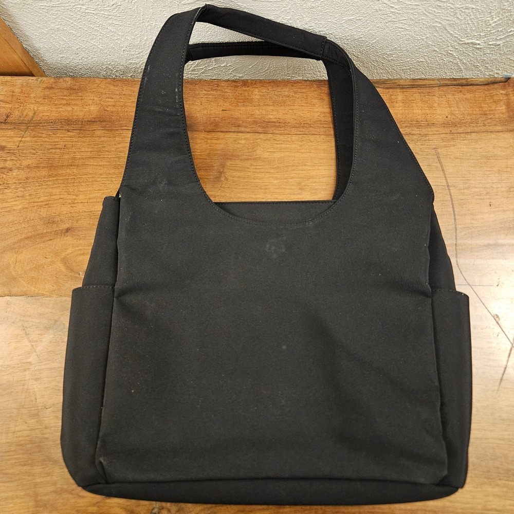 HOBO International Daily Carryall Black Shoulder Bag Double Handles Multi Pocket